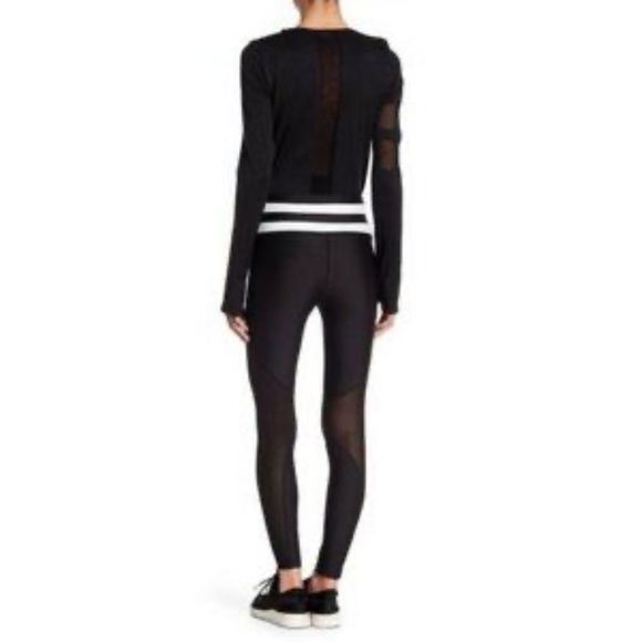 C&C California Pants - C&C California Black Sea through mesh legging black & white stripes